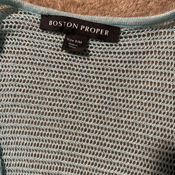 Boston Proper Coverup Women's Sz S/M Aqua Blue Beachy Knit Swim 2AR493 - Picture 2 of 6